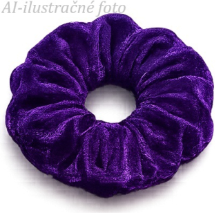 Scrunchie gumičky do vlasů - lesklý samet fialové